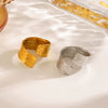 Wholesale Ladies Geometric Wide Face Cross Hammer Stainless Steel Ring With Electroplating Design