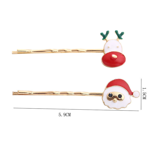 Wholesale Ladies Hair Accessories Hairpin Cartoon Character Santa Claus Elk Electroplated