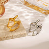 Wholesale Ladies Hip Hop Retro Irregular Geometric Stainless Steel Opening Ring With Electroplating
