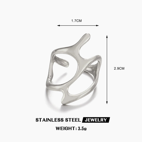 Wholesale Ladies Hip Hop Retro Irregular Geometric Stainless Steel Opening Ring With Electroplating