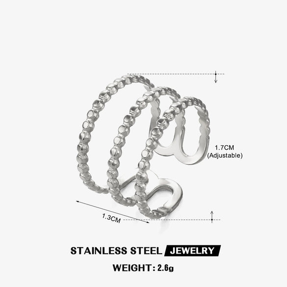 Wholesale Ladies Ins Style Popular Open Adjustable Geometric Stainless Steel Electroplated Ring