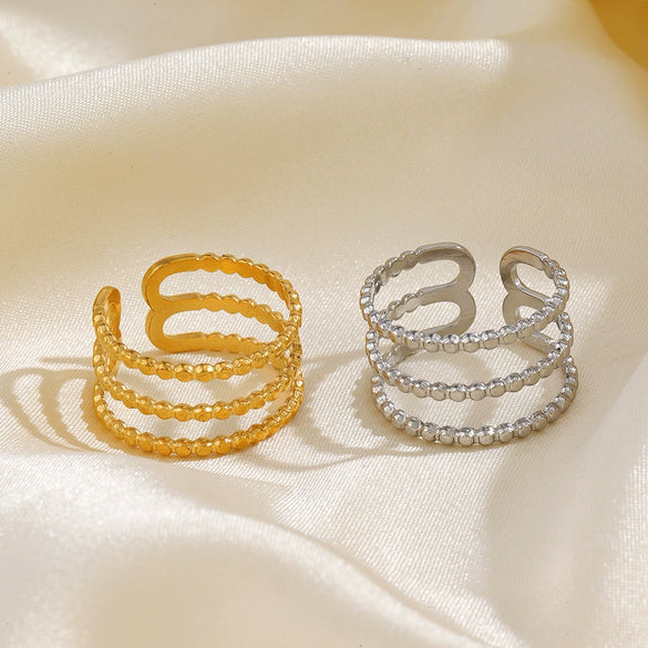 Wholesale Ladies Ins Style Popular Open Adjustable Geometric Stainless Steel Electroplated Ring