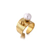 Wholesale Ladies Jewelry Light Luxury Style Inlaid With Gold Heart Shape Geometric Asymmetrical Gold Plated Copper Ring