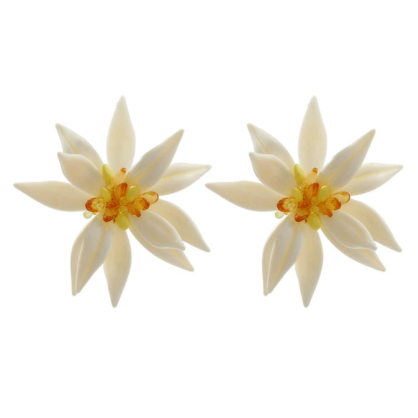 Wholesale Ladies Jewelry Set With Exaggerated Flower Acrylic Earrings Necklace Bracelet In Geometric Style And Bamboo Chain