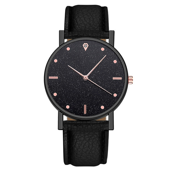 Wholesale Ladies Leisure Quartz Watches With Starry Design Alloy Case Imitation Leather Belt And Round Dial