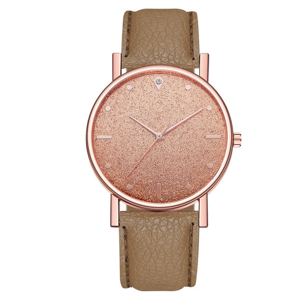 Wholesale Ladies Leisure Quartz Watches With Starry Design Alloy Case Imitation Leather Belt And Round Dial