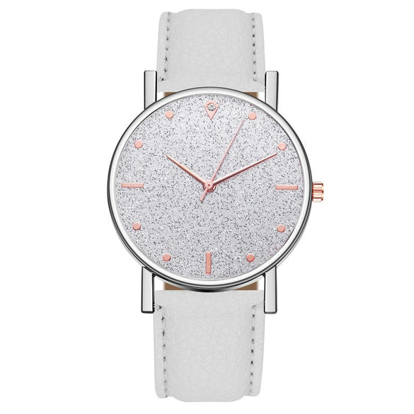 Wholesale Ladies Leisure Quartz Watches With Starry Design Alloy Case Imitation Leather Belt And Round Dial
