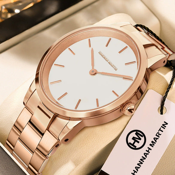 Wholesale Ladies Leisure Waterproof Quartz Watch With Rose Gold Metal Case And Stainless Steel Strap And Clasp Round Dial Mineral Strengthened Glass Mirror