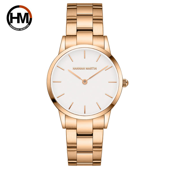 Wholesale Ladies Leisure Waterproof Quartz Watch With Rose Gold Metal Case And Stainless Steel Strap And Clasp Round Dial Mineral Strengthened Glass Mirror