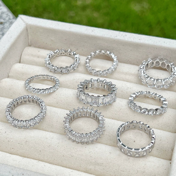 Wholesale Ladies Light Luxury Geometric S925 Sterling Silver Ring With Imitation Diamond And Electroplating