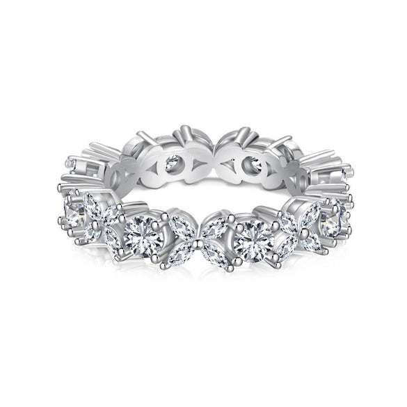 Wholesale Ladies Light Luxury Geometric S925 Sterling Silver Ring With Imitation Diamond And Electroplating