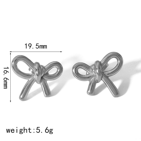 Wholesale Ladies Light Luxury Highend Bow Titanium Steel Electroplated Earrings
