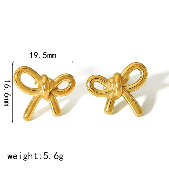 Wholesale Ladies Light Luxury Highend Bow Titanium Steel Electroplated Earrings