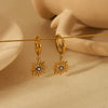Wholesale Ladies Light Luxury Stainless Steel Earrings With Sunflower Shape And Diamond Design