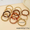 Wholesale Ladies Multilayered Acrylic Bohemian Style Geometric Handmade Beaded Elastic Rope Bracelet Suit