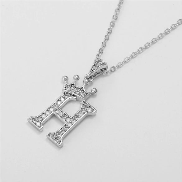 Wholesale Ladies Necklace Copper Inlaid Zircon Alloy Pendant With English Letter Microinlay Style