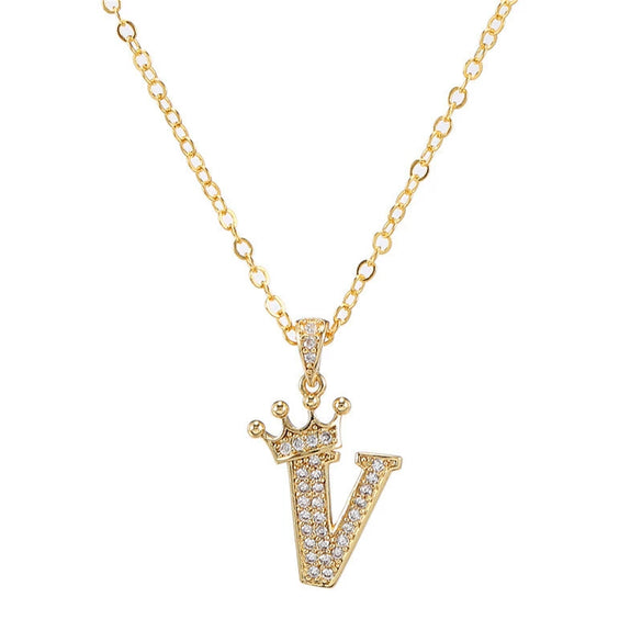 Wholesale Ladies Necklace Copper Inlaid Zircon Alloy Pendant With English Letter Microinlay Style