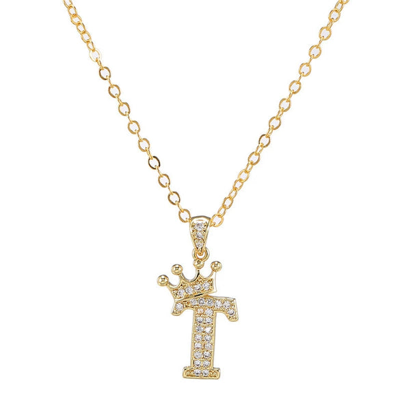 Wholesale Ladies Necklace Copper Inlaid Zircon Alloy Pendant With English Letter Microinlay Style