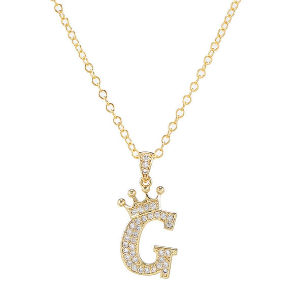 Wholesale Ladies Necklace Copper Inlaid Zircon Alloy Pendant With English Letter Microinlay Style
