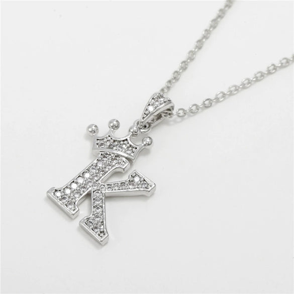 Wholesale Ladies Necklace Copper Inlaid Zircon Alloy Pendant With English Letter Microinlay Style