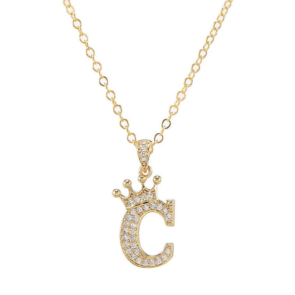 Wholesale Ladies Necklace Copper Inlaid Zircon Alloy Pendant With English Letter Microinlay Style