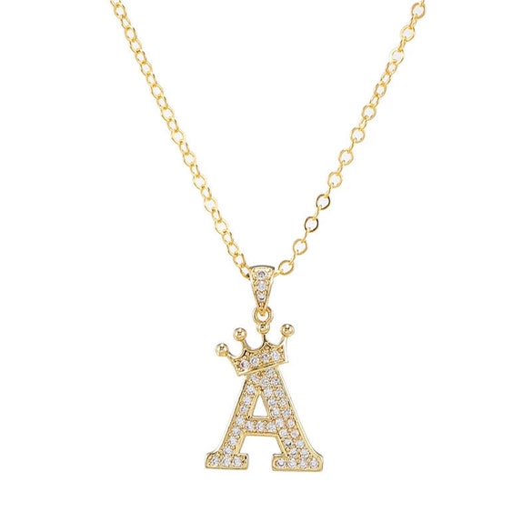 Wholesale Ladies Necklace Copper Inlaid Zircon Alloy Pendant With English Letter Microinlay Style