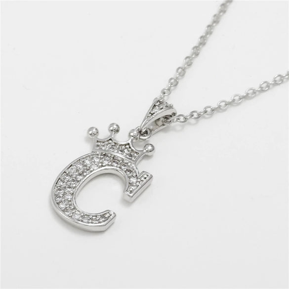Wholesale Ladies Necklace Copper Inlaid Zircon Alloy Pendant With English Letter Microinlay Style