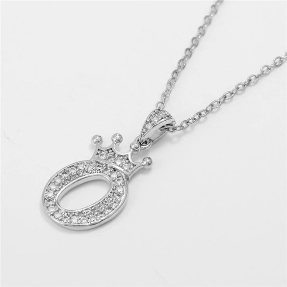 Wholesale Ladies Necklace Copper Inlaid Zircon Alloy Pendant With English Letter Microinlay Style