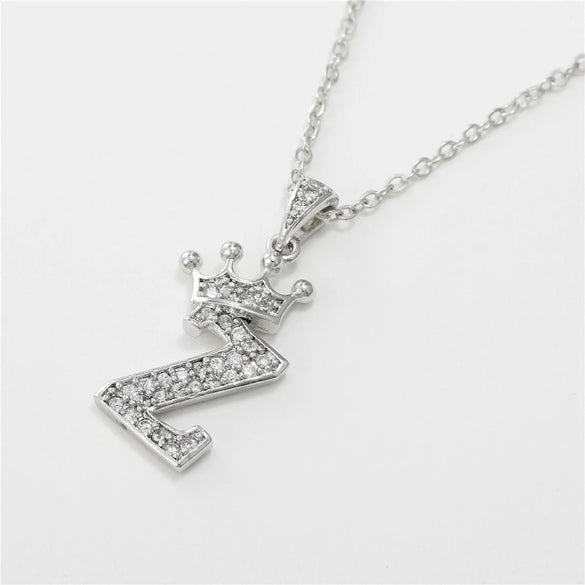 Wholesale Ladies Necklace Copper Inlaid Zircon Alloy Pendant With English Letter Microinlay Style