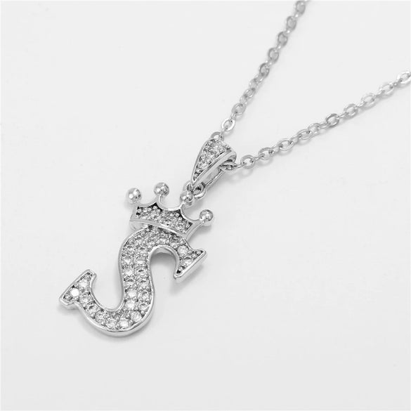 Wholesale Ladies Necklace Copper Inlaid Zircon Alloy Pendant With English Letter Microinlay Style
