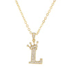 Wholesale Ladies Necklace Copper Inlaid Zircon Alloy Pendant With English Letter Microinlay Style