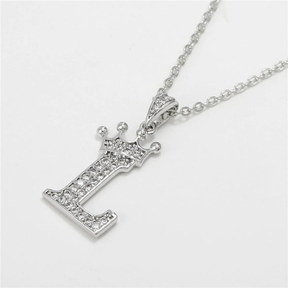 Wholesale Ladies Necklace Copper Inlaid Zircon Alloy Pendant With English Letter Microinlay Style
