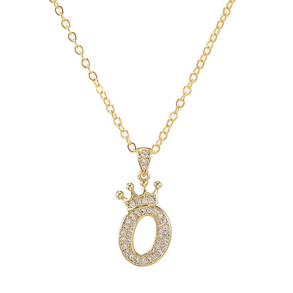 Wholesale Ladies Necklace Copper Inlaid Zircon Alloy Pendant With English Letter Microinlay Style