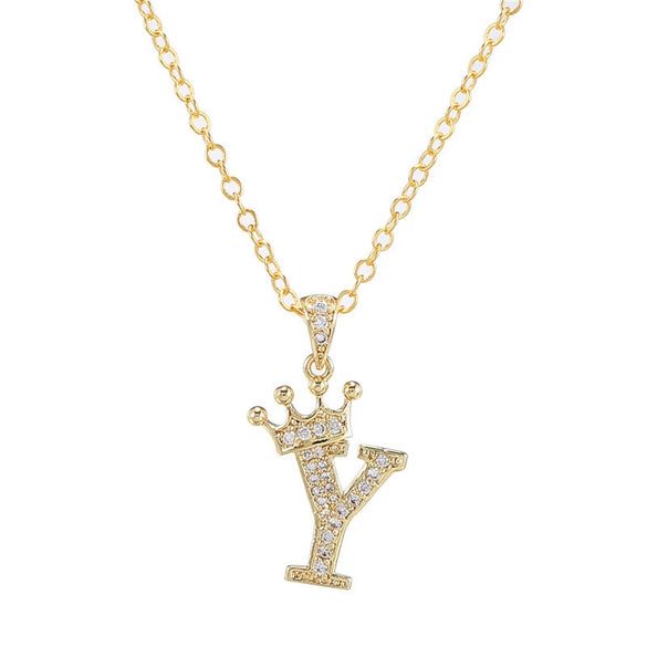 Wholesale Ladies Necklace Copper Inlaid Zircon Alloy Pendant With English Letter Microinlay Style