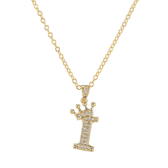 Wholesale Ladies Necklace Copper Inlaid Zircon Alloy Pendant With English Letter Microinlay Style
