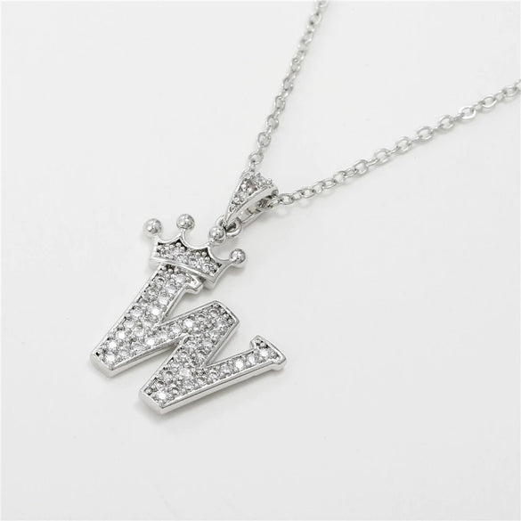 Wholesale Ladies Necklace Copper Inlaid Zircon Alloy Pendant With English Letter Microinlay Style