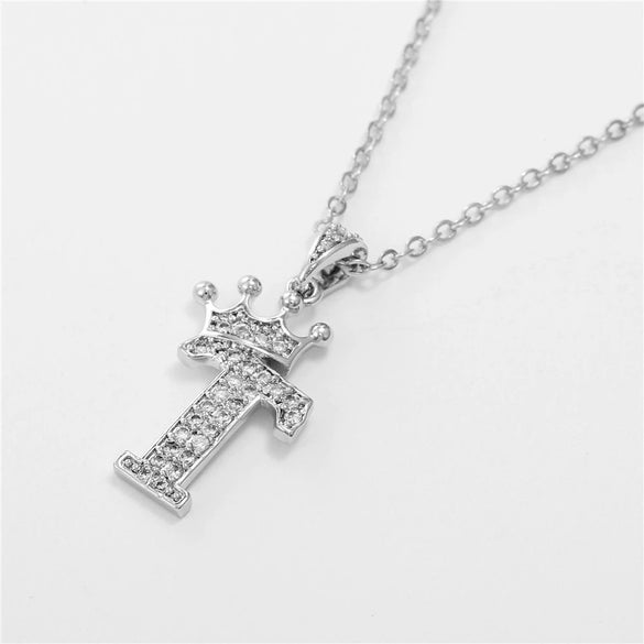 Wholesale Ladies Necklace Copper Inlaid Zircon Alloy Pendant With English Letter Microinlay Style