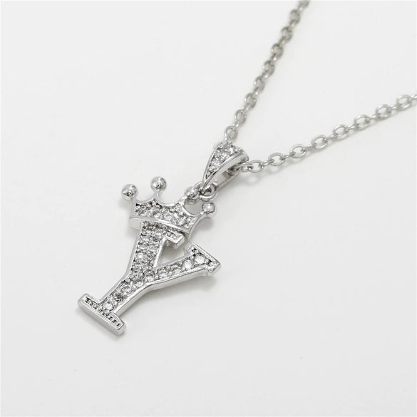 Wholesale Ladies Necklace Copper Inlaid Zircon Alloy Pendant With English Letter Microinlay Style