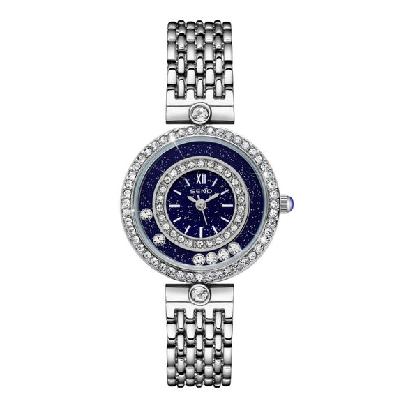 Wholesale Ladies Quartz Watch With Spiral Crown Alloy Case And Strap Stainless Steel Clasp Mineral Strengthened Glass Mirror Round Dial Printed Logo Waterproof