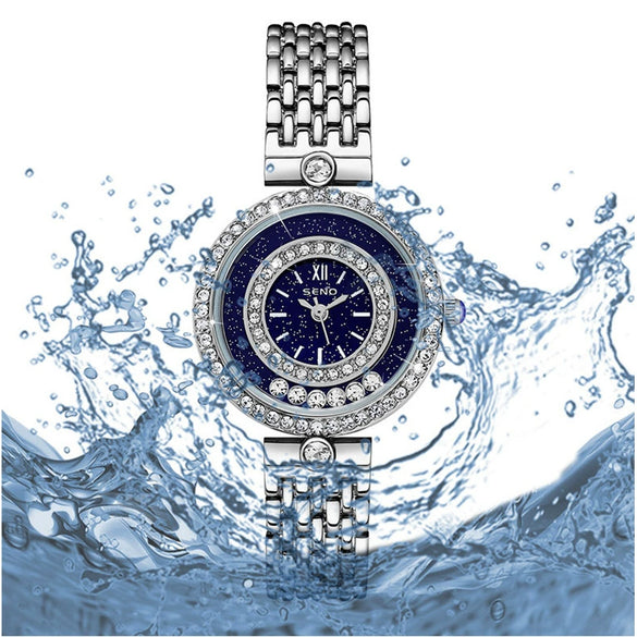 Wholesale Ladies Quartz Watch With Spiral Crown Alloy Case And Strap Stainless Steel Clasp Mineral Strengthened Glass Mirror Round Dial Printed Logo Waterproof