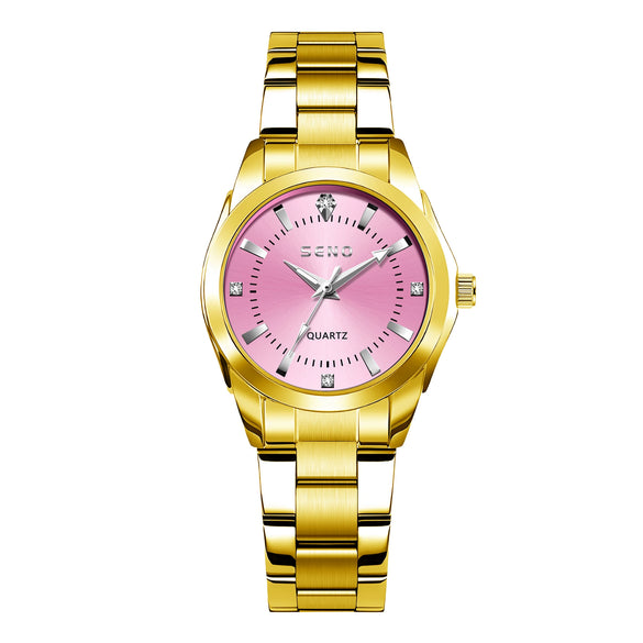 Wholesale Ladies Quartz Waterproof Watch With Alloy Case And Strap Round Dial Mineral Reinforced Glass Mirror Single Folding Buckle Stainless Steel Buckle College Style