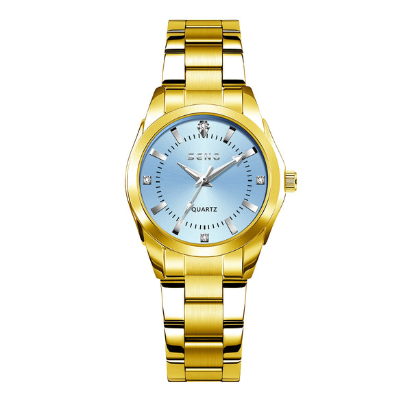 Wholesale Ladies Quartz Waterproof Watch With Alloy Case And Strap Round Dial Mineral Reinforced Glass Mirror Single Folding Buckle Stainless Steel Buckle College Style