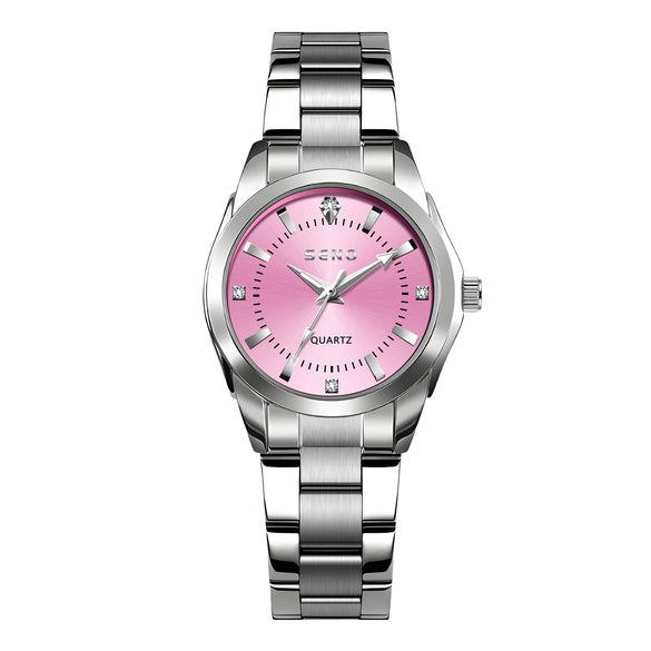Wholesale Ladies Quartz Waterproof Watch With Alloy Case And Strap Round Dial Mineral Reinforced Glass Mirror Single Folding Buckle Stainless Steel Buckle College Style