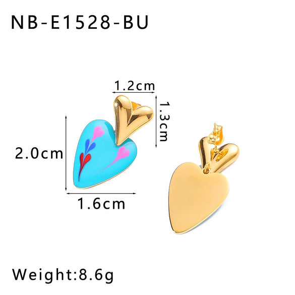 Wholesale Ladies Retro Color Oil Drop Geometric Stainless Steel Earrings With 18K Vacuum Plating In Furnace