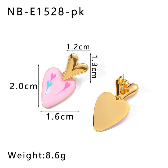 Wholesale Ladies Retro Color Oil Drop Geometric Stainless Steel Earrings With 18K Vacuum Plating In Furnace