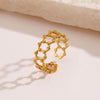 Wholesale Ladies Retro Geometric Hollow Stainless Steel Hip Hop Ring With Electroplating Does Not Fade