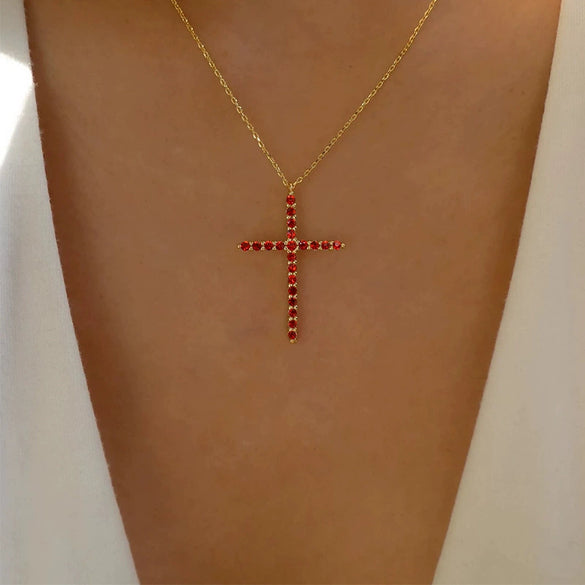 Wholesale Ladies Retro Virgin Mary Cross Pendant Necklace With Alloy Material And Electroplating Treatment In Geometric Style