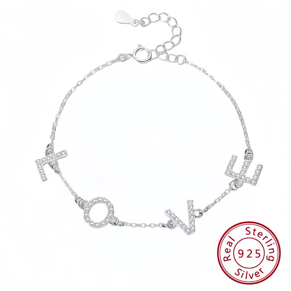 Wholesale Ladies S925 Silver Minimalist Love Bracelet With Letters Numbers Text Electroplated