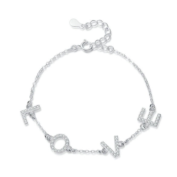 Wholesale Ladies S925 Silver Minimalist Love Bracelet With Letters Numbers Text Electroplated