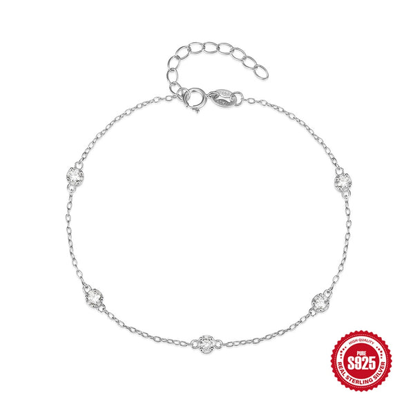 Wholesale Ladies S925 Sterling Silver Classic Simple Interval Diamond Studded Geometric Electroplated Wedding Bracelet